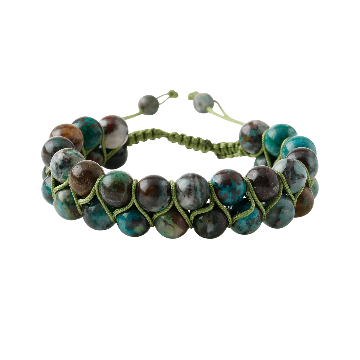 Krizokol 8mm Çift Sıra Makrome Doğal Taş Bileklik