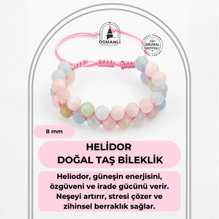 Helidor 8mm Çift Sıra Makrome Doğal Taş Bileklik
