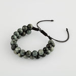 Kedi Gözü 8mm Çift Sıra Makrome Doğal Taş Bileklik