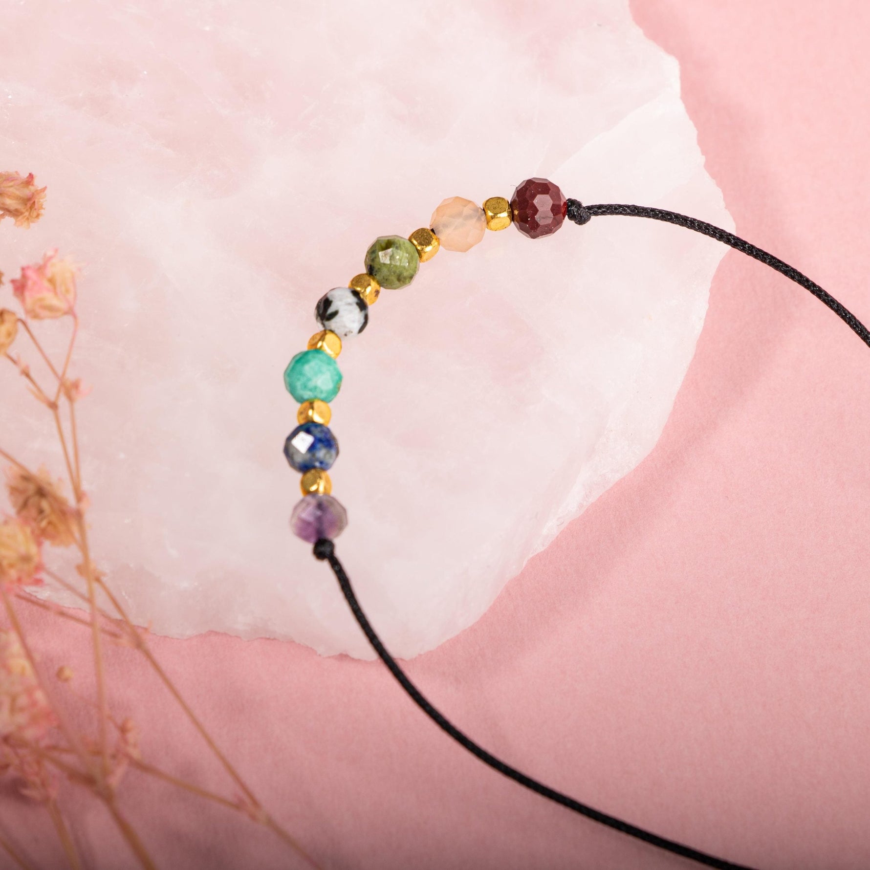 Çakra-Jasper-Yeşim-Amazonit-Lapis Lazuli-Güneş Taşı-Ametist-Ay Taşı Doğal Taş Bileklik