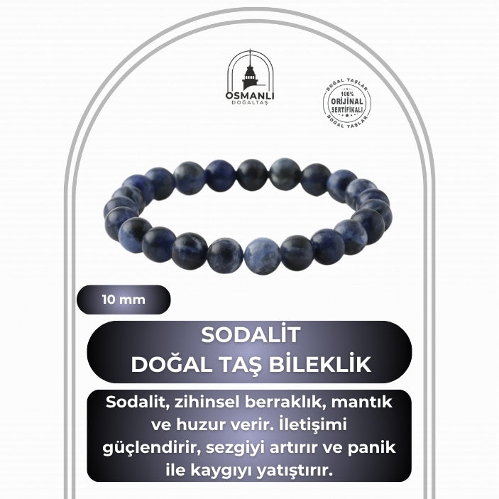 Sodalit 10mm Doğal Taş Bileklik