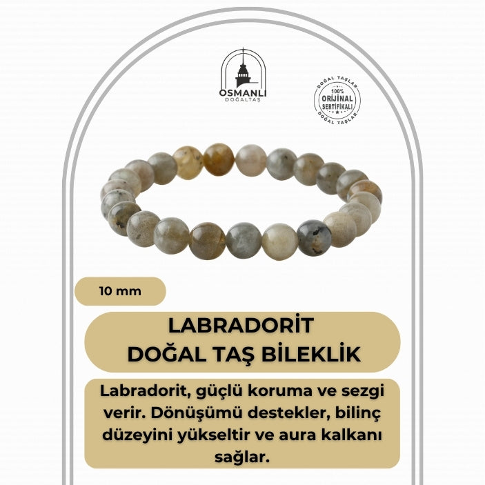 Labradorit 10mm Doğal Taş Bileklik