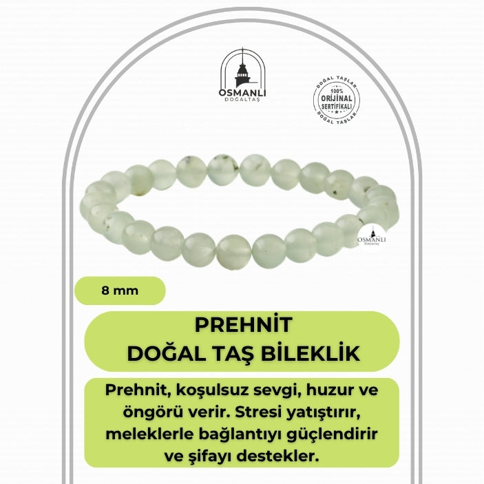 Prehnit 8mm Doğal Taş Bileklik