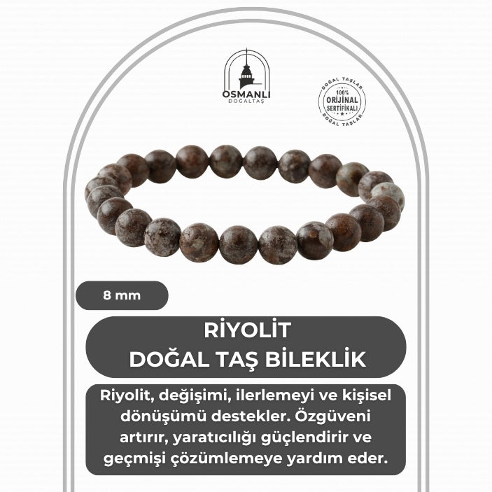 Riyolit 8mm Doğal Taş Bileklik