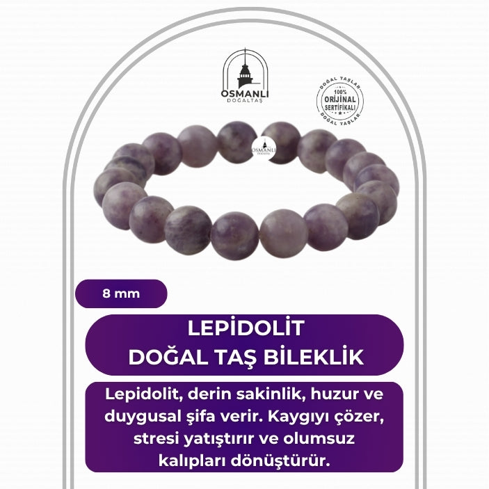 Lepidolit 10mm Doğal Taş Bileklik