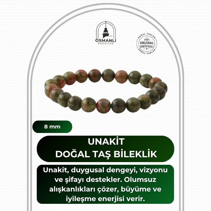 Unakit 8mm Doğal Taş Bileklik