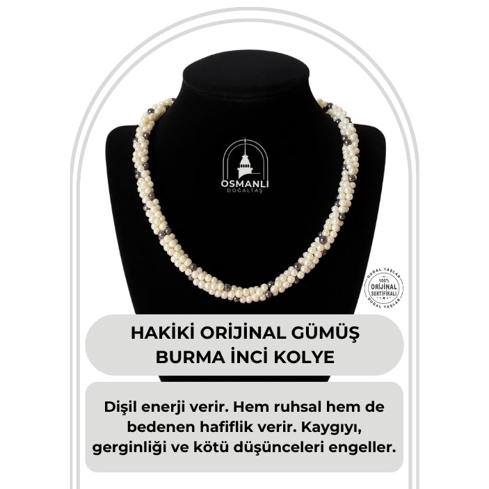 Sertifikalı Hakiki Orijinal Gümüş Burma İnci Kolye