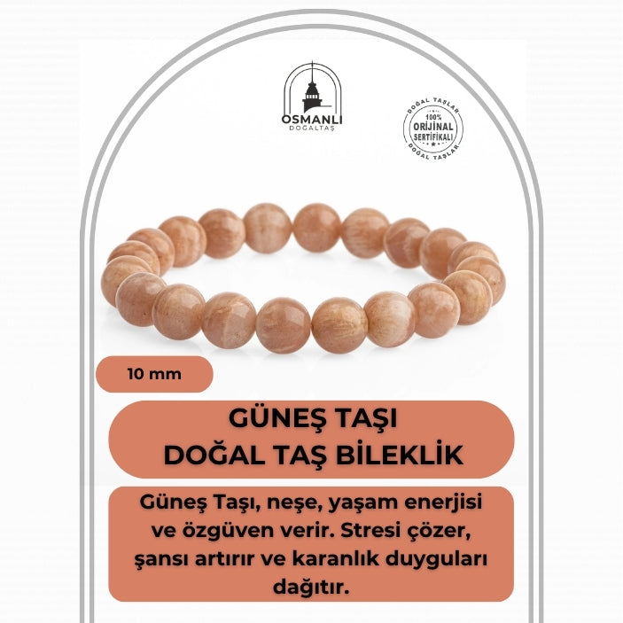 Güneş Taşı 10mm Doğal Taş Bileklik