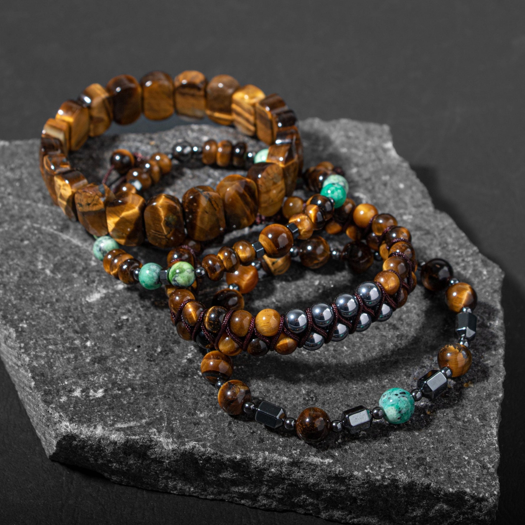 İnanç ve Azim Doğal Taş Erkek Bileklik Seti