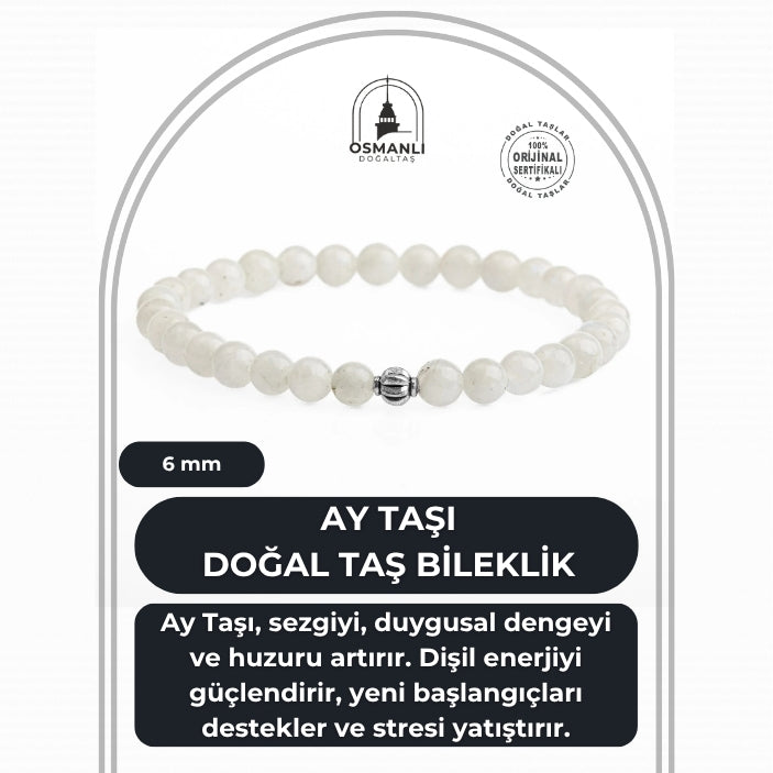 Ay Taşı 6mm Doğal Taş Bileklik