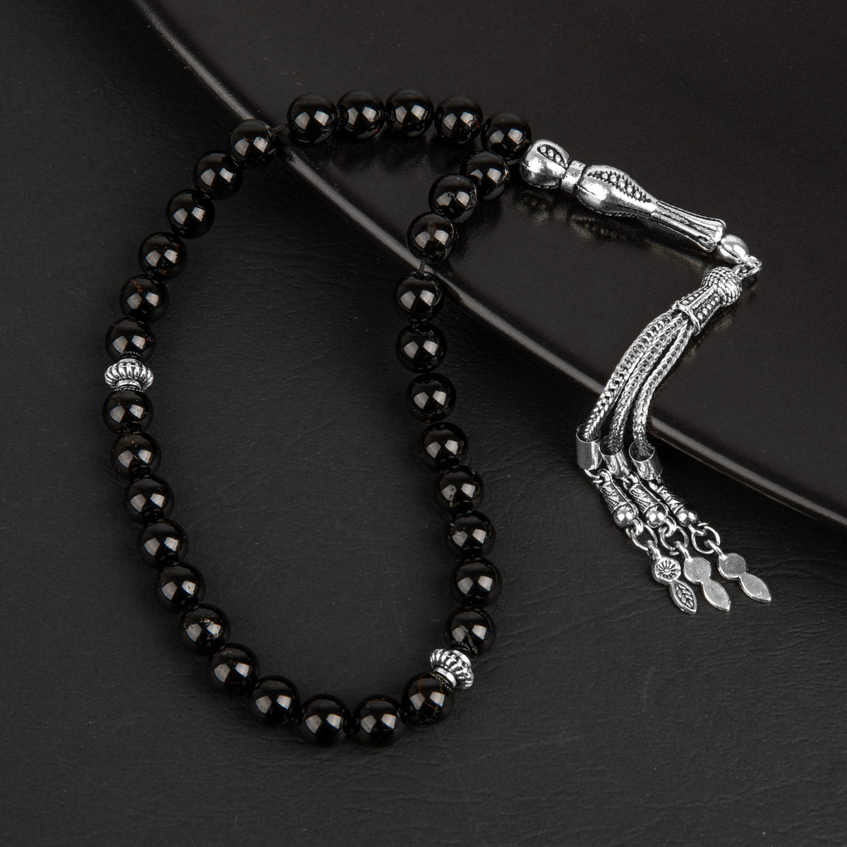 Siyah Turmalin Doğal Taş Tesbih 33lük - 8mm