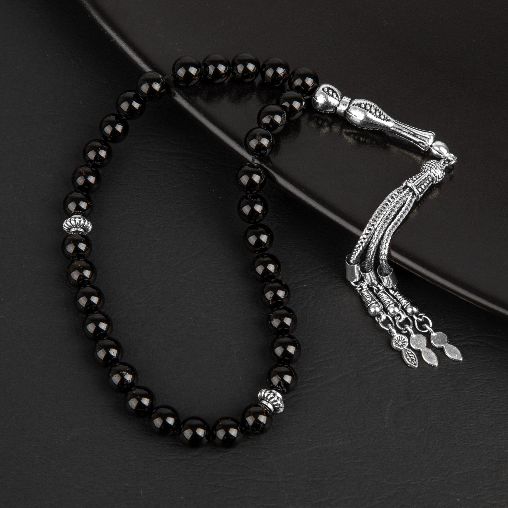 Siyah Turmalin Doğal Taş Tesbih 33lük - 8mm