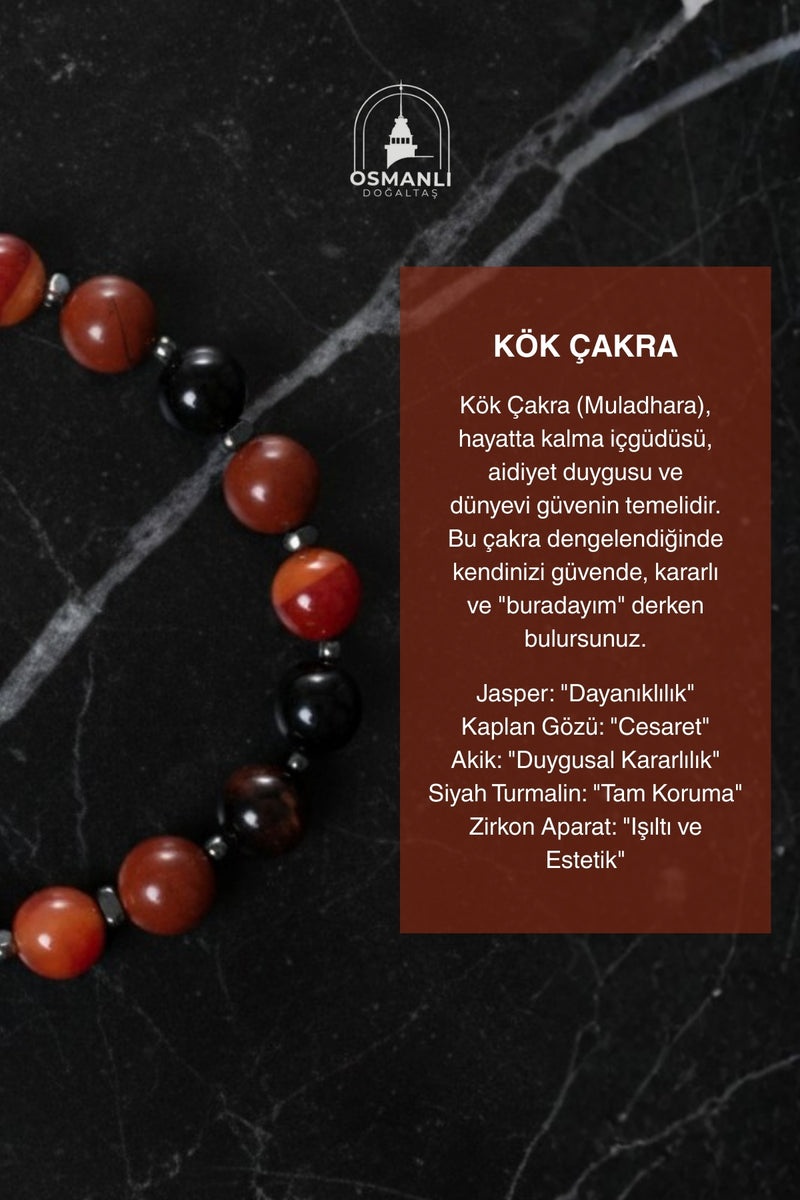 Sertifikalı Kök Çakra Doğal Taş Bileklik / 8MM