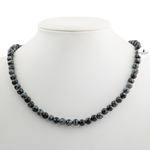 Karlı Obsidyen 6 mm Dizi Doğal Taş Kolye