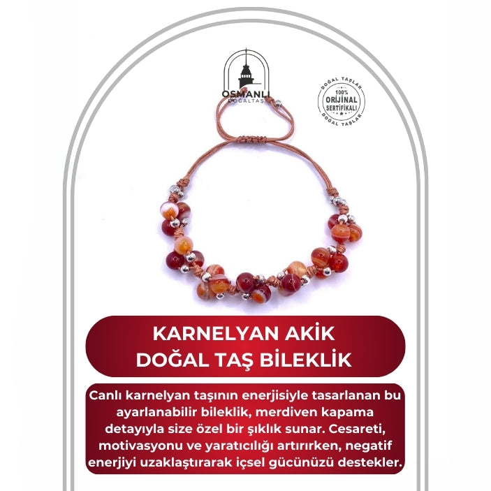 MAdagaskar Akik Doğal Taş Merdiven Kapama Ayarlanabilir Bileklik