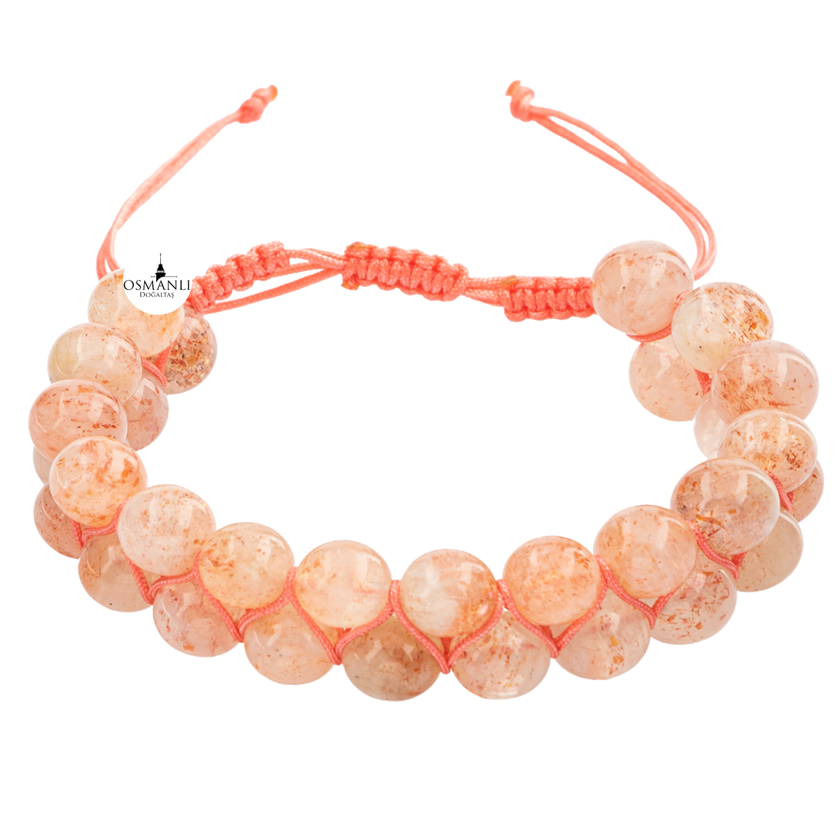 Güneş Taşı 8mm Çift Sıra Makrome Doğal Taş Bileklik