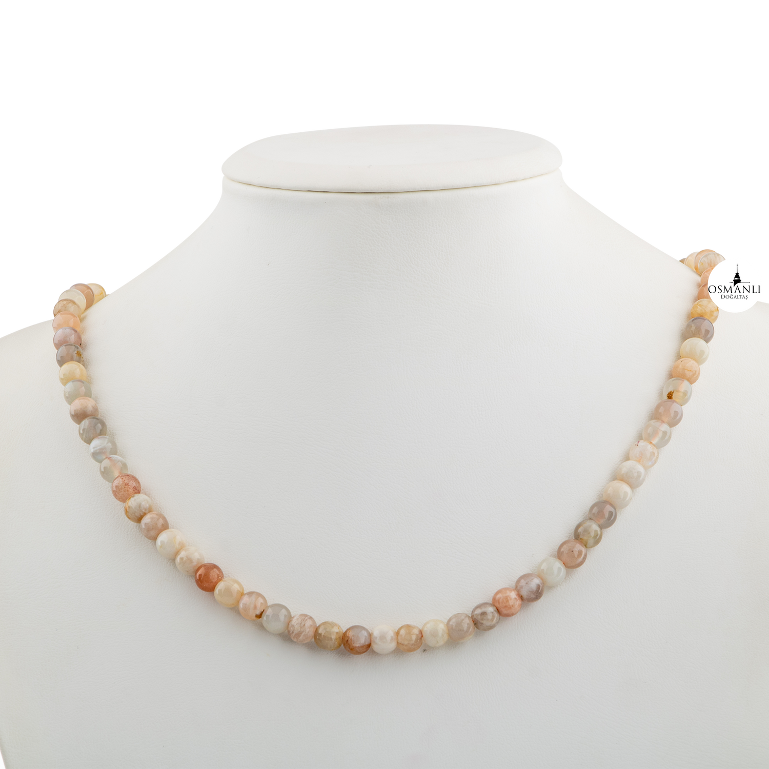 Opal Pembe 6 mm Dizi Doğal Taş Kolye