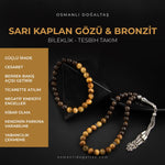 Sarı Kaplan Gözü-Bronzit Doğal Taş Tesbih Bileklik Seti