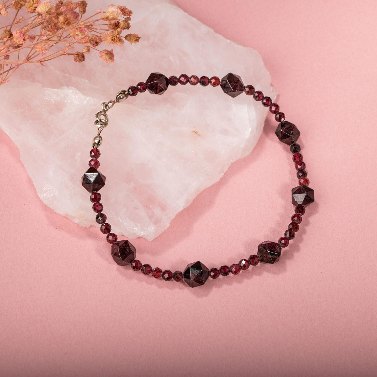 Lal Doğal Taş Gümüş Bileklik