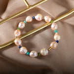 İnci-Lapis Lazuli-Amazonit-Yeşim Doğal Taş Gümüş Bileklik