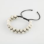 Ay Taşı 8mm Çift Sıra Makrome Doğal Taş Bileklik