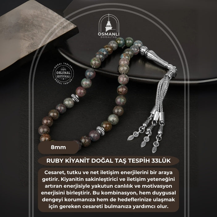 Ruby Kiyanit Doğal Taş Tesbih 33lük - 8mm
