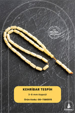 Sertifikalı 3-8 mm Silindir Kesim Kehribar Tesbih