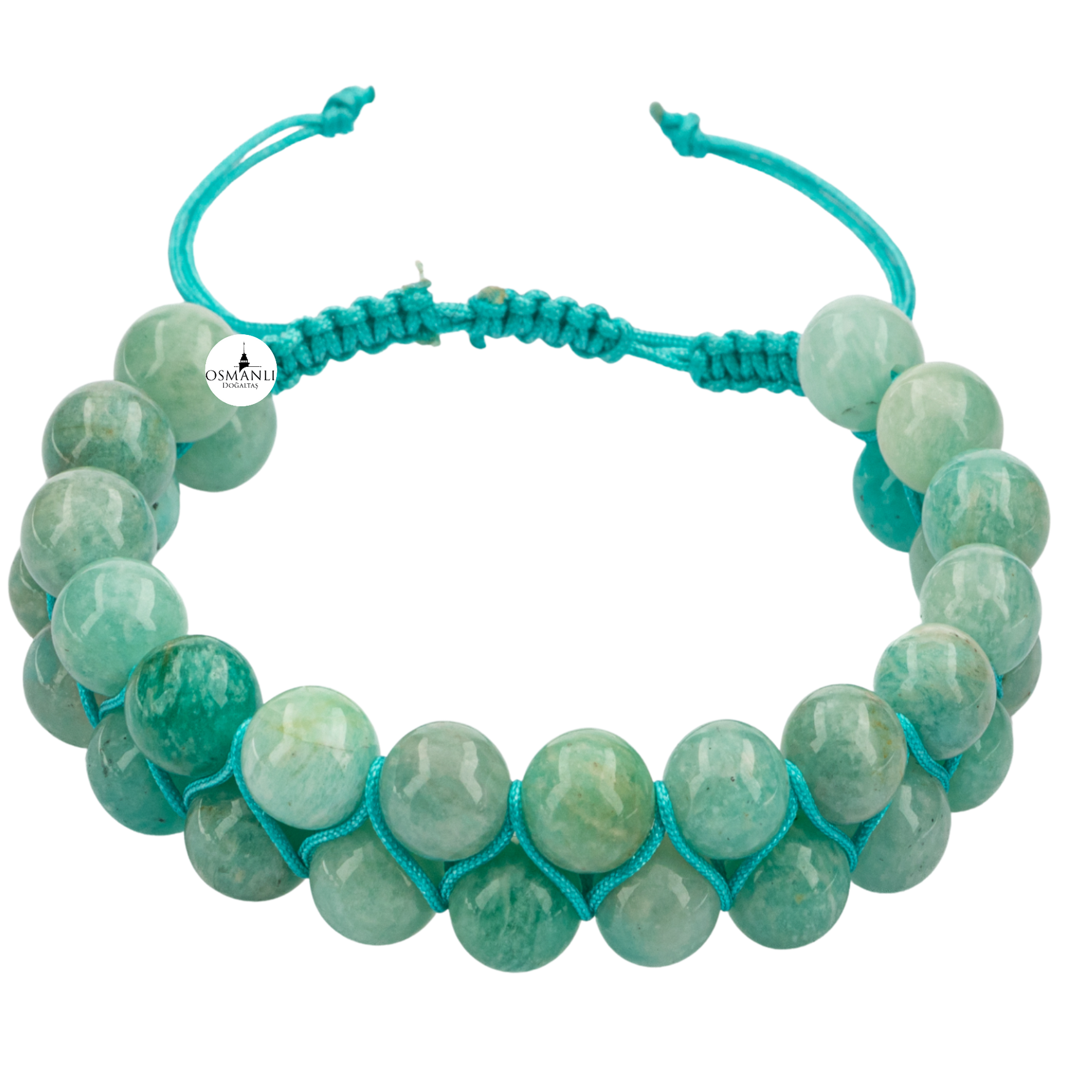 Amazonit 8mm Çift Sıra Makrome Doğal Taş Bileklik