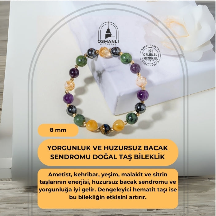 Yorgunluk ve Huzursuz Bacak Sendromu Doğal Taş Bileklik