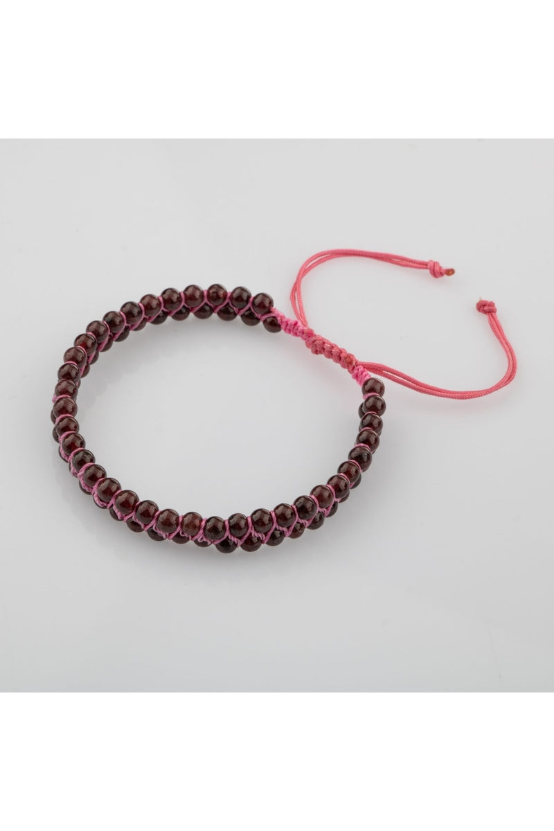 Bordo Granat Lal 4mm Çift Sıra Doğal Taş Bileklik