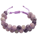 Lepidolit 8mm Çift Sıra Makrome Doğal Taş Bileklik