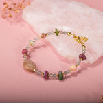 Labradorit-Renkli Turmalin-Güneş Taşı-Pembe Opal Doğal Taş Bileklik