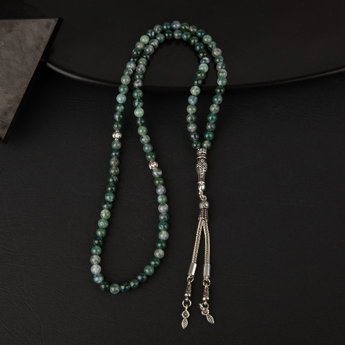 Yosunlu Akik Doğal Taş Tesbih 99luk - 6mm