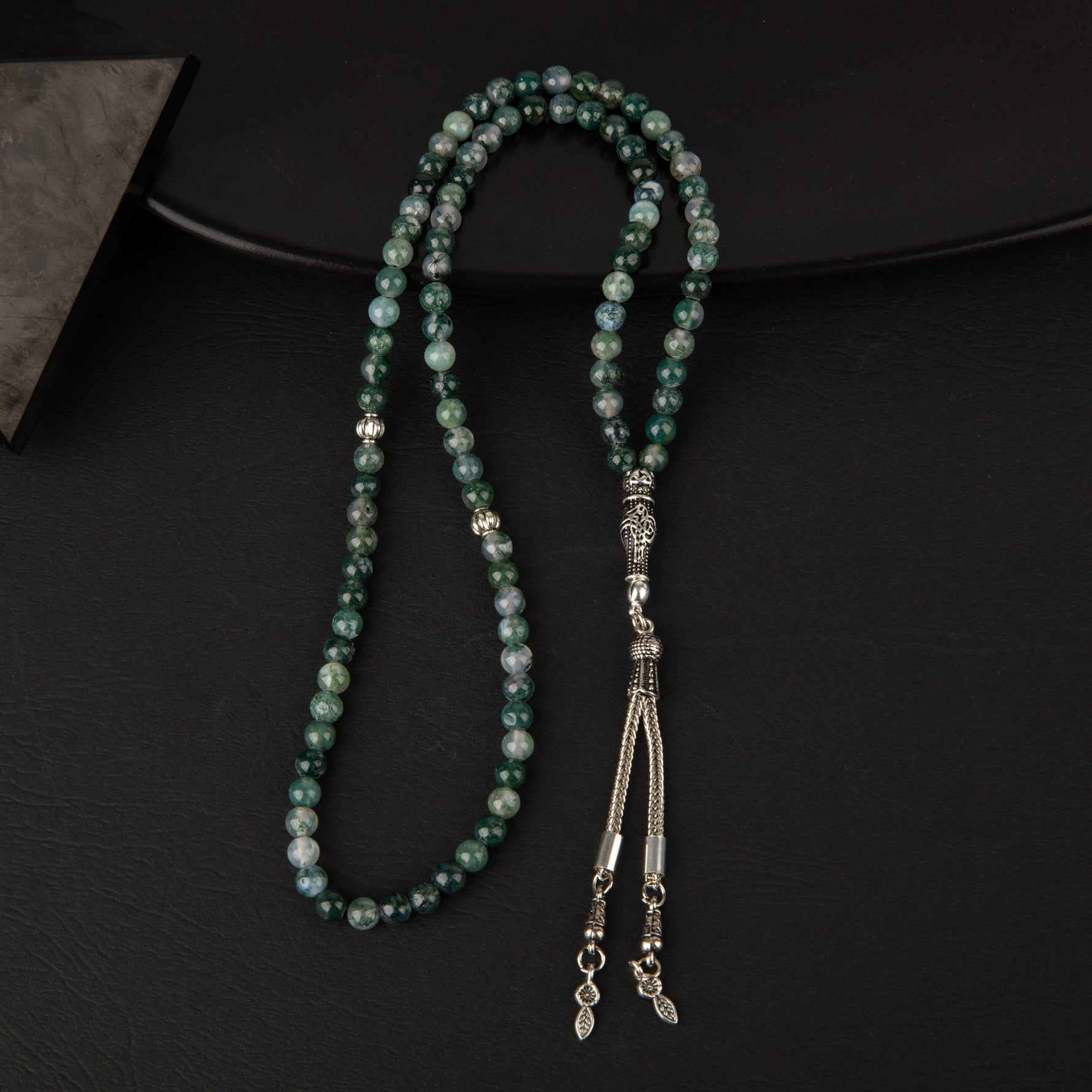 Yosunlu Akik Doğal Taş Tesbih 99luk - 6mm