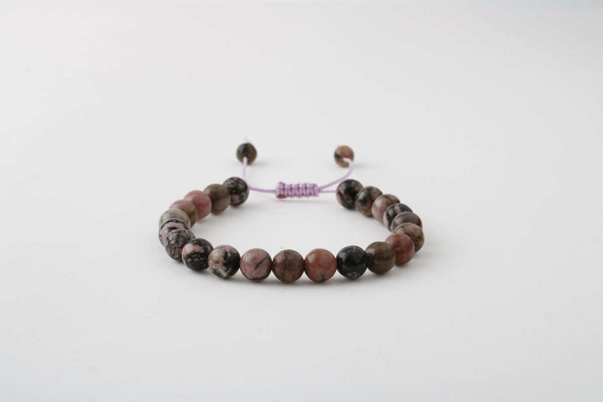 Rodonit 8mm Merdiven Kapama Doğal Taş Bileklik