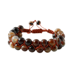 Kahve Göz Akik 8mm Çift Sıra Makrome Doğal Taş Bileklik