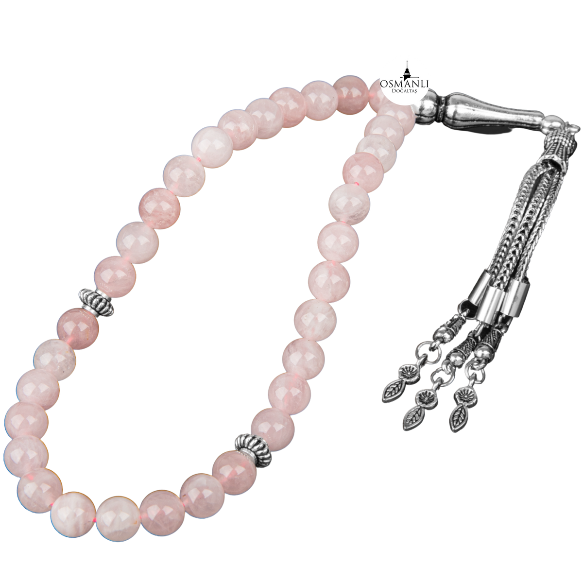 Pembe Kuvars (Gül Kuvars) Doğal Taş Tesbih 33lük - 8mm