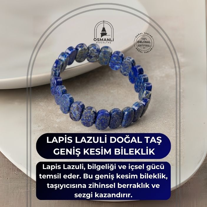 Lapis Lazuli Doğal Taş Geniş Kesim Bileklik
