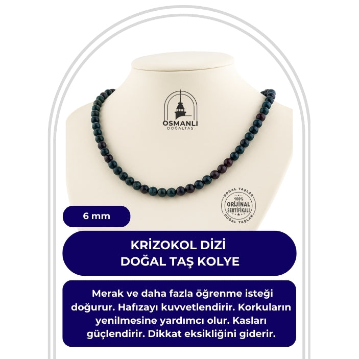 Krizokol 6 mm Dizi Doğal Taş Kolye