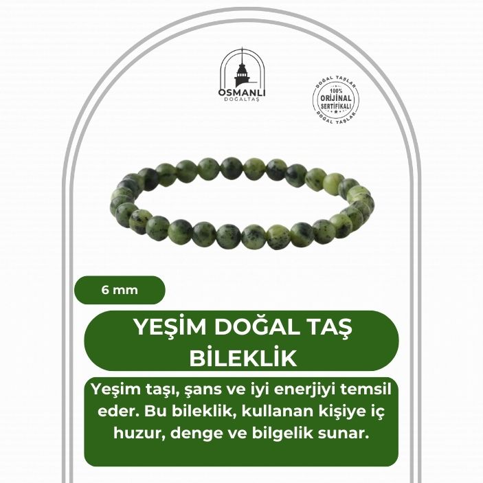 Yeşim 6mm Doğal Taş Bileklik