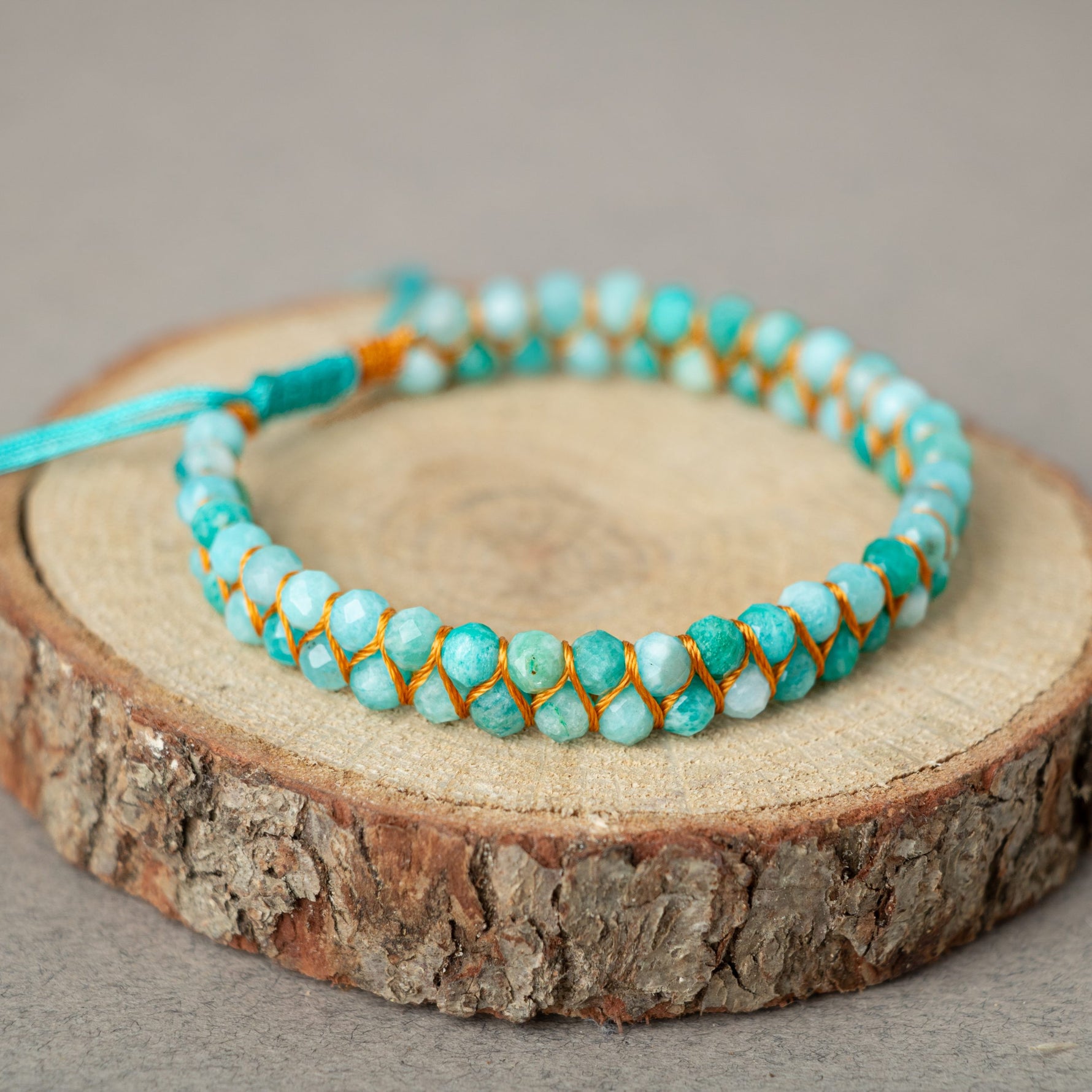 Amazonit 3-4mm Çift Sıra Doğal Taş Bileklik