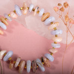 Pembe Opal-Mavi Akik Altın Kaplama Doğal Taş Bileklik