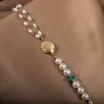 İnci-Turkuaz Doğal Taş Gümüş Midye Bileklik