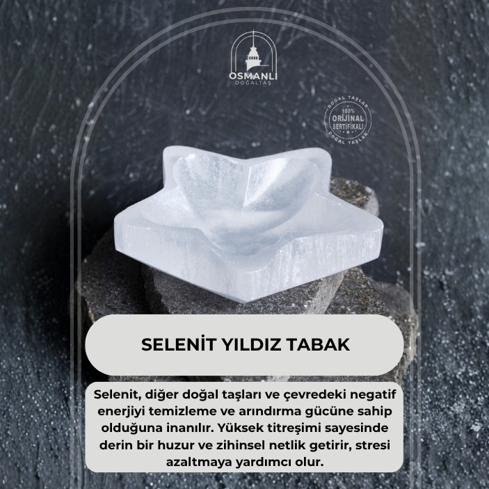 Sertifikalı Yıldız Selenit Tabak