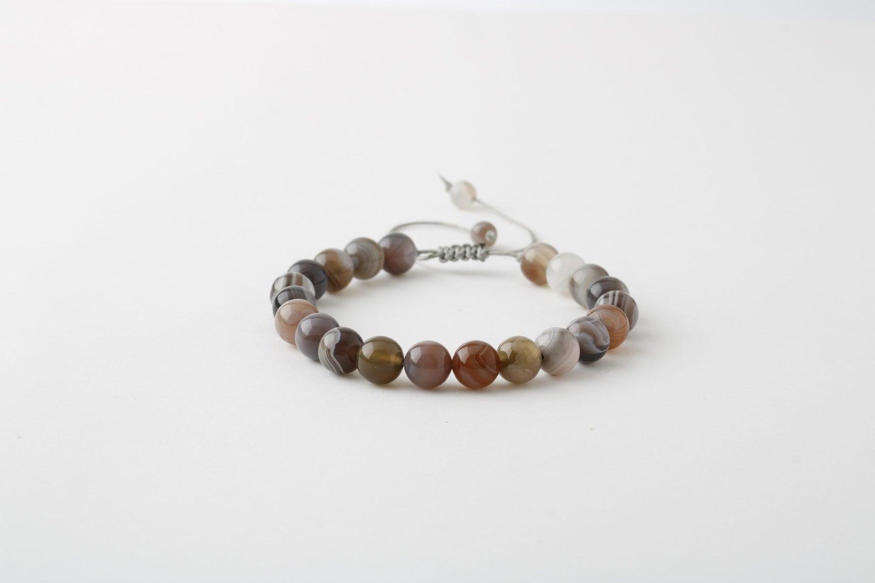 Botswana Akiği 8mm Merdiven Kapama Doğal Taş Bileklik