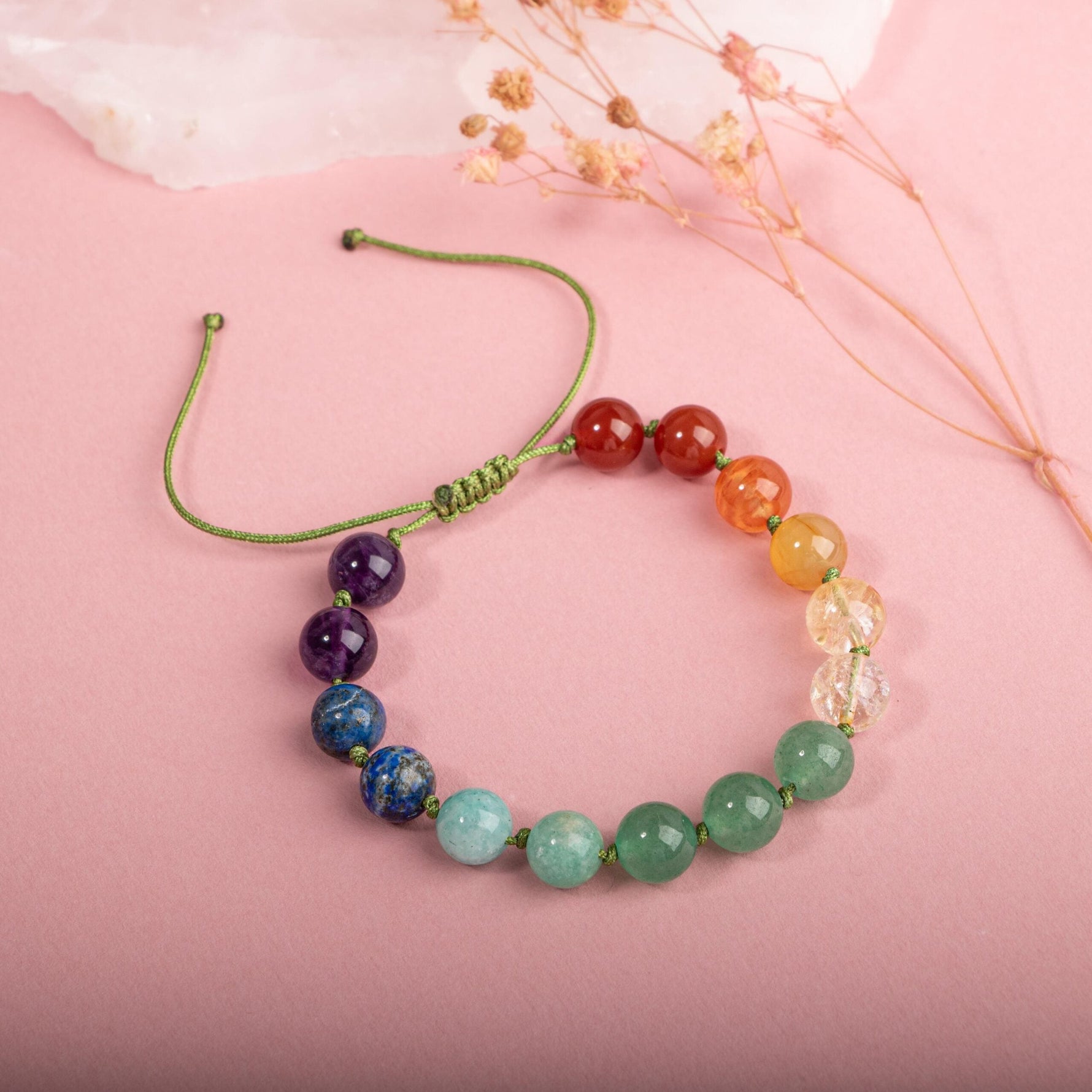 Sertifikalı Hakiki Orijinal 8mm Sitrin-Aventurin-Lapis Lazuli-Karnelyan Akik-Jasper Örme İpli Bileklik