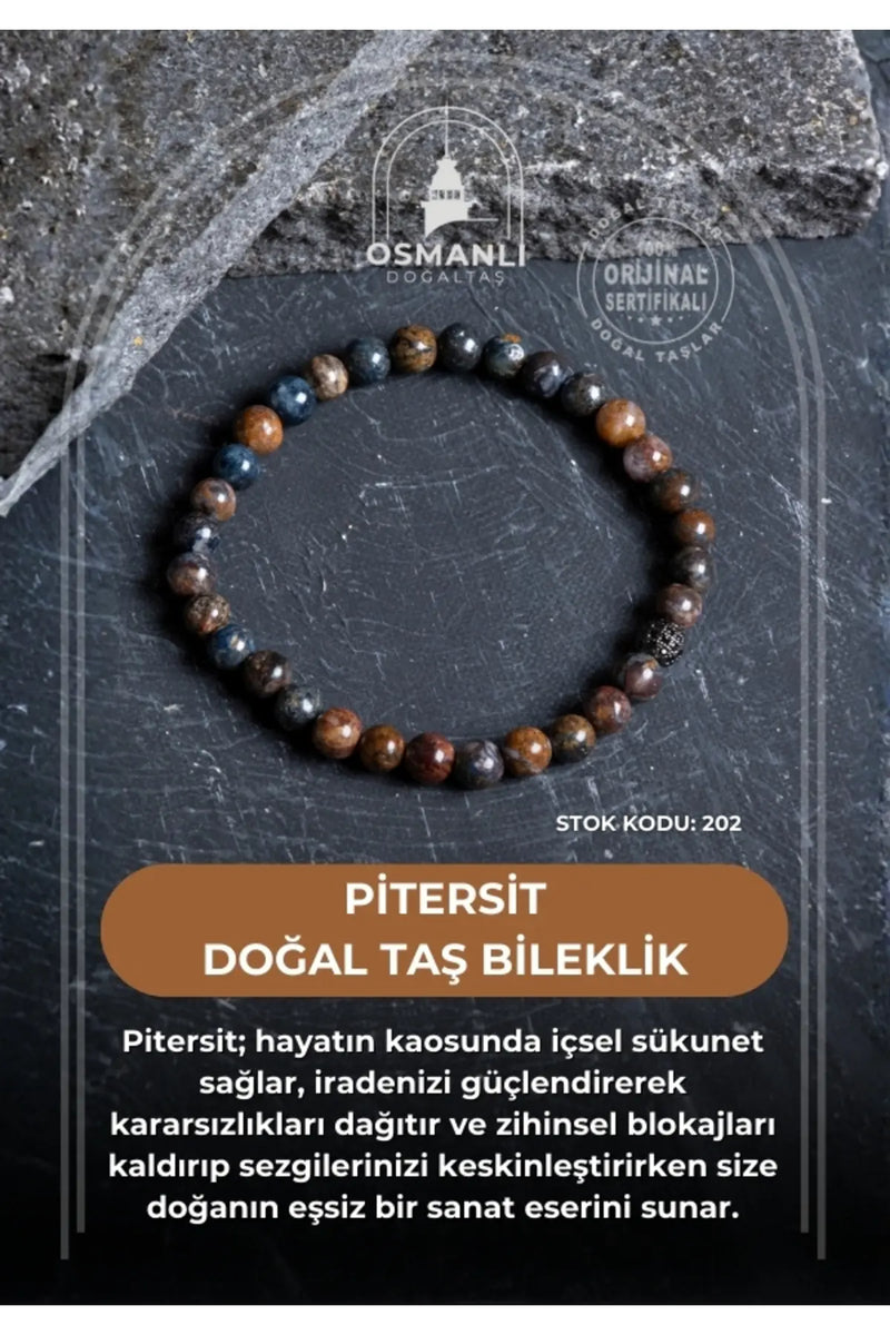 Sertifikalı Pitersit Doğal Taş Bileklik 6 mm (SK:202)