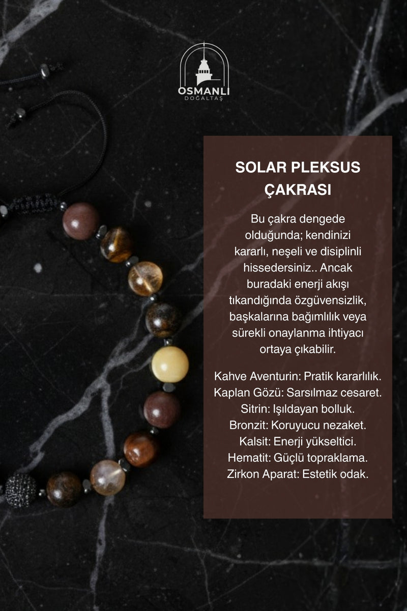 Sertifikalı Solar Pleksus Çakra Doğal Taş Makrome Bileklik