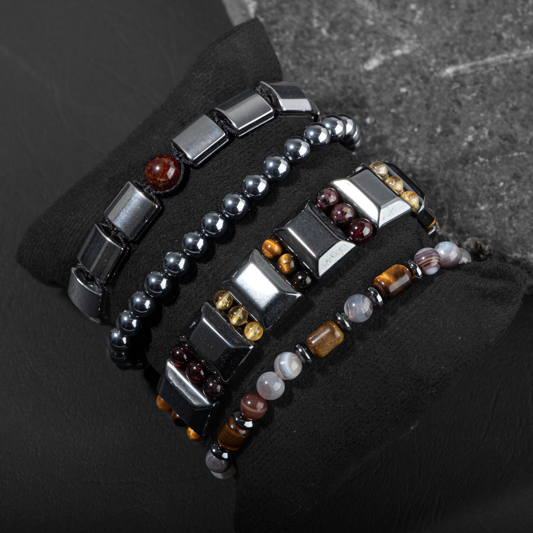 Arınma Yenilenme Doğal Taş Erkek Bileklik Seti