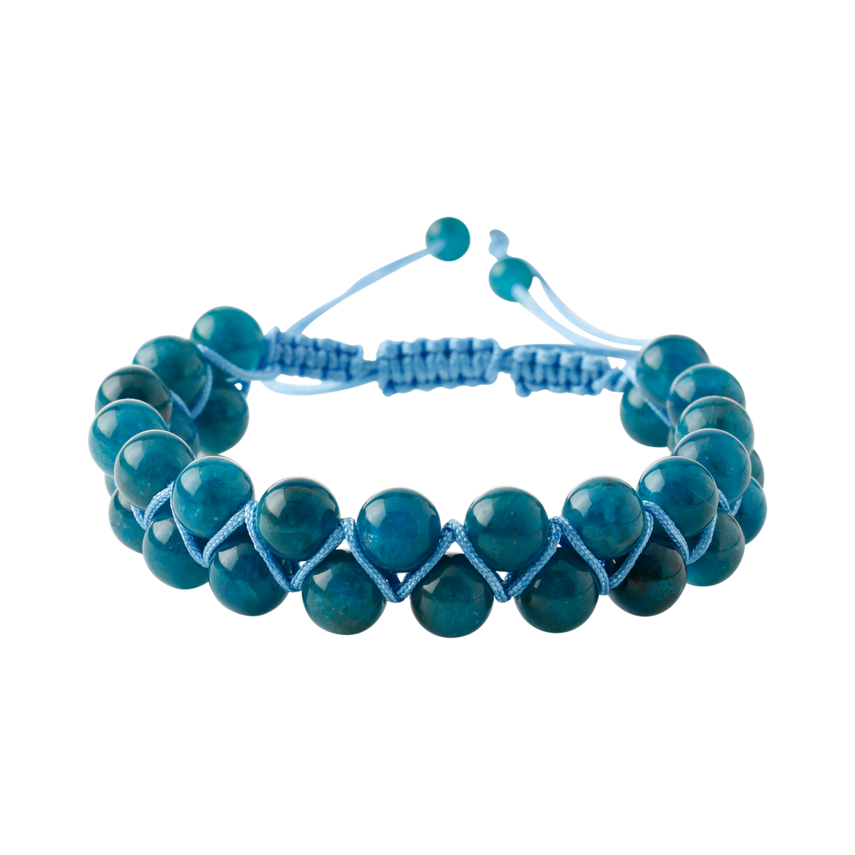 Mavi Apatit 8mm Çift Sıra Makrome Doğal Taş Bileklik